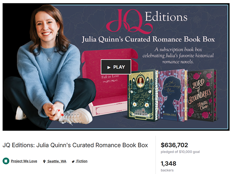 Julia Quinn Kickstarter Screenshot